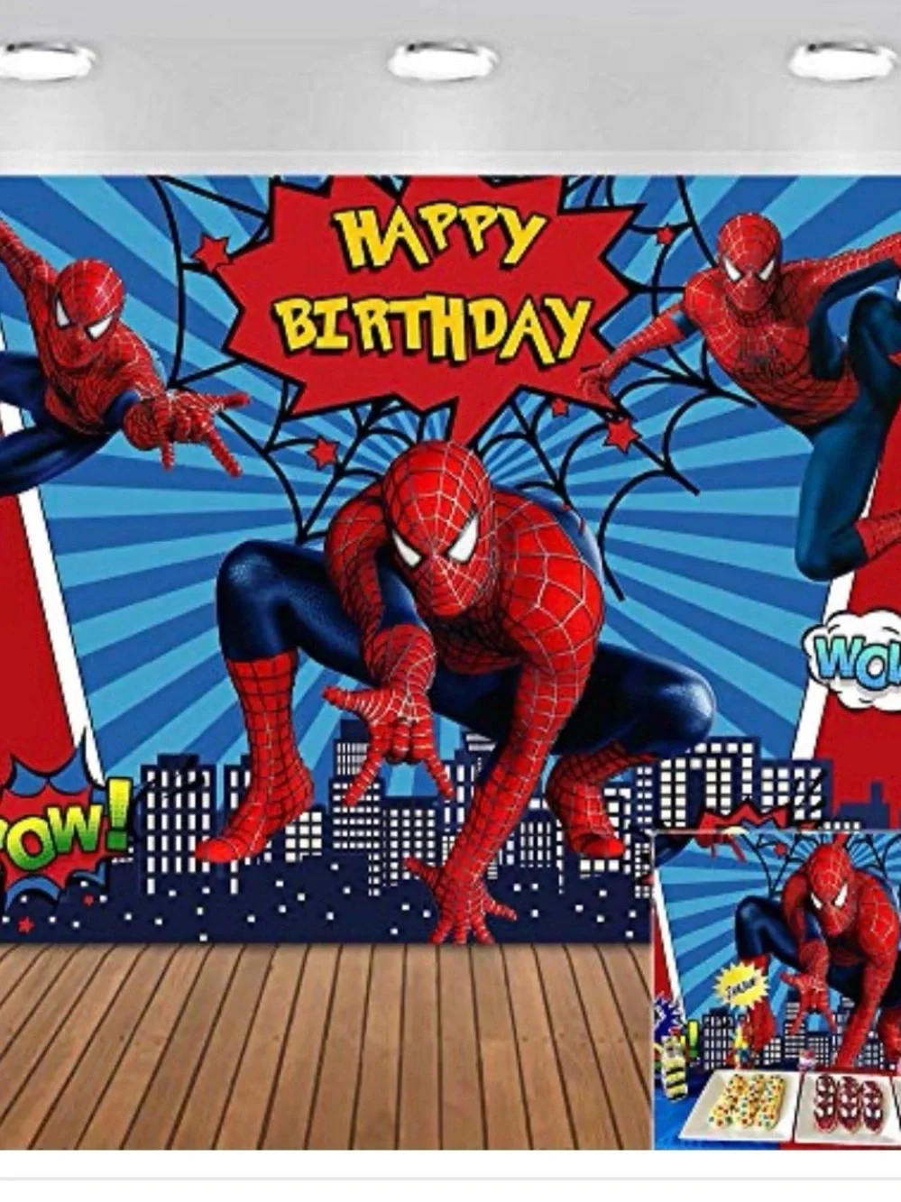 Spider-Man Happy Birthday Backdrop - Red & Blue Party Banner